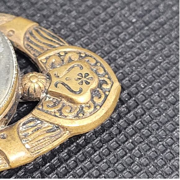 Retro Gold Tone Cameo Filigree Brooch Vintage Art Nouveau Chic Statement - Picture 5 of 7